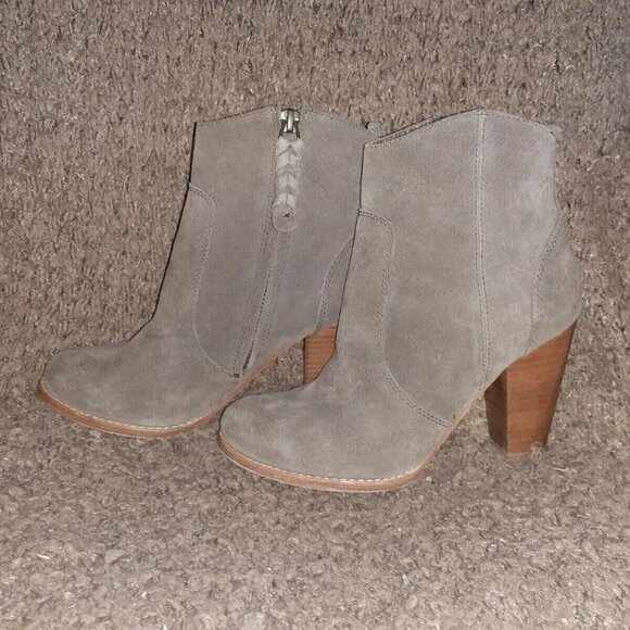 JOIE-Dalton-Charcoal/Taupe Suede Tassel Heeled Ankle Boot-Sz 36-Excellent - Picture 2 of 7